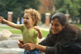 enjoying the fountain with Tania