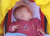 Mika, in her new stroller